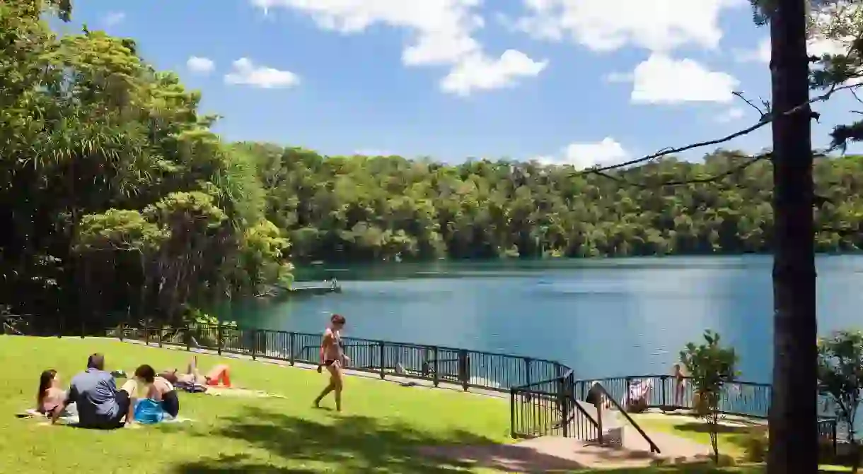 Lake Eacham in Crater Lakes National Park in the Atherton Tablelands is a lovely place to relax