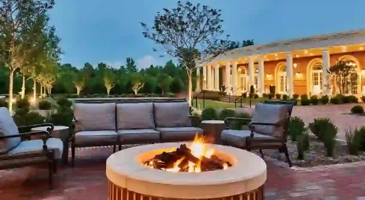 Enjoy cozy moments by the fire pit at the Inn at Elon