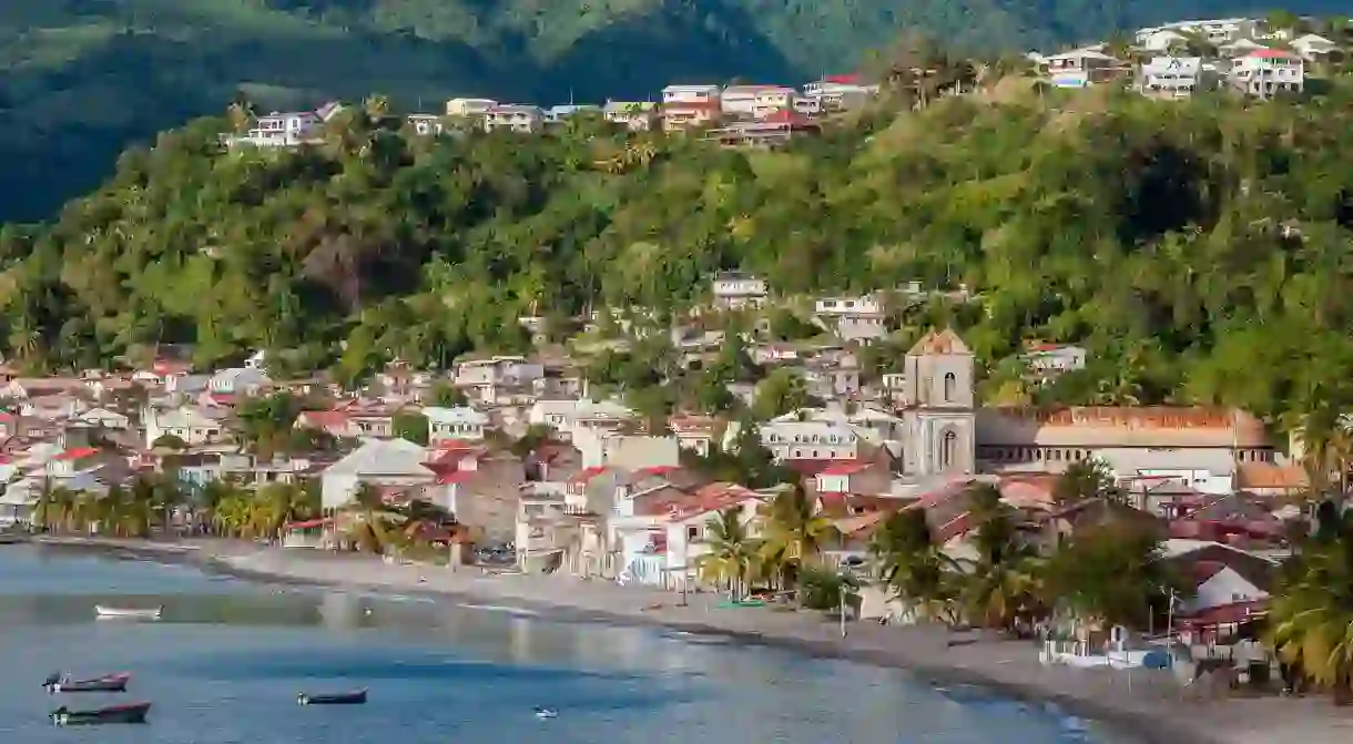 The beach at the south side of Saint Pierre in Martinique