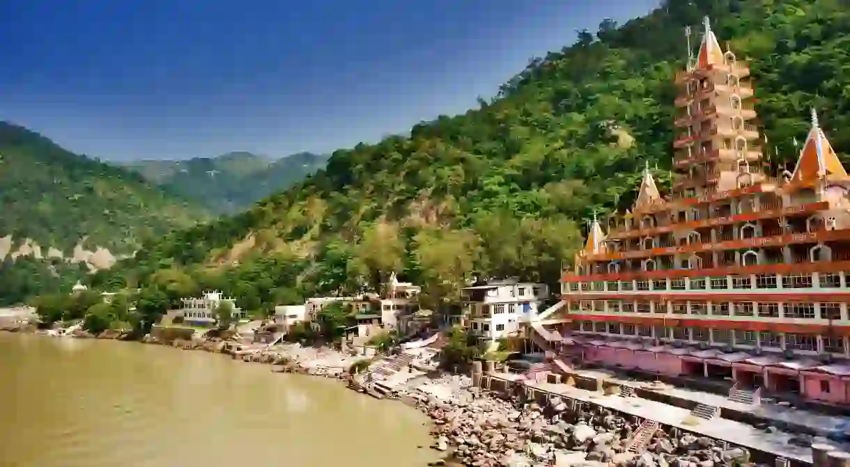 Trayambakeshwar is a Hindu temple along the Ganges River in Rishikesh, India