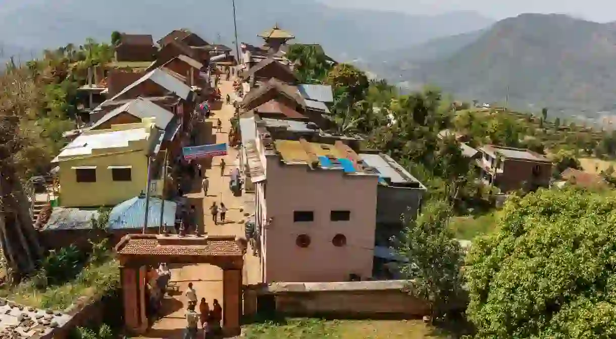 The main street of Nuwakot village