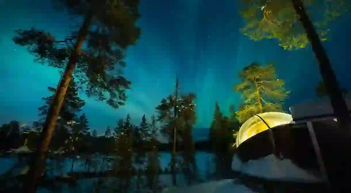 Nellim Wilderness Hotel offers one of the most romantic places to to spot the aurora borealis