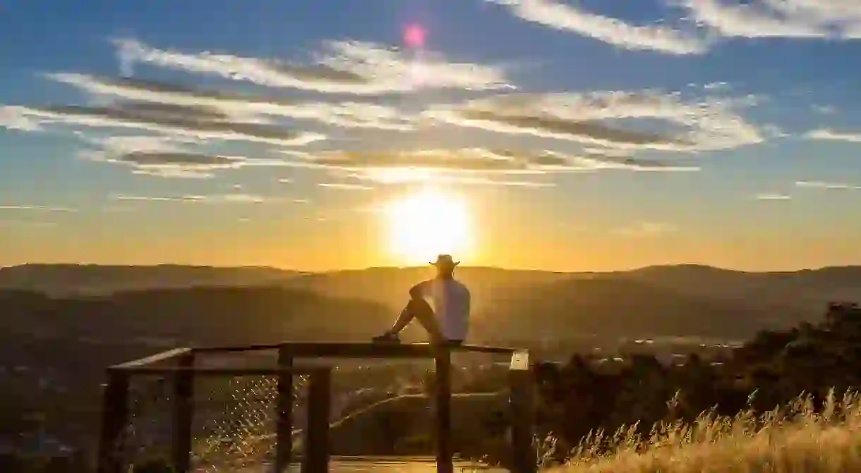 Watch the sunset over the hills in Albury, New South Wales