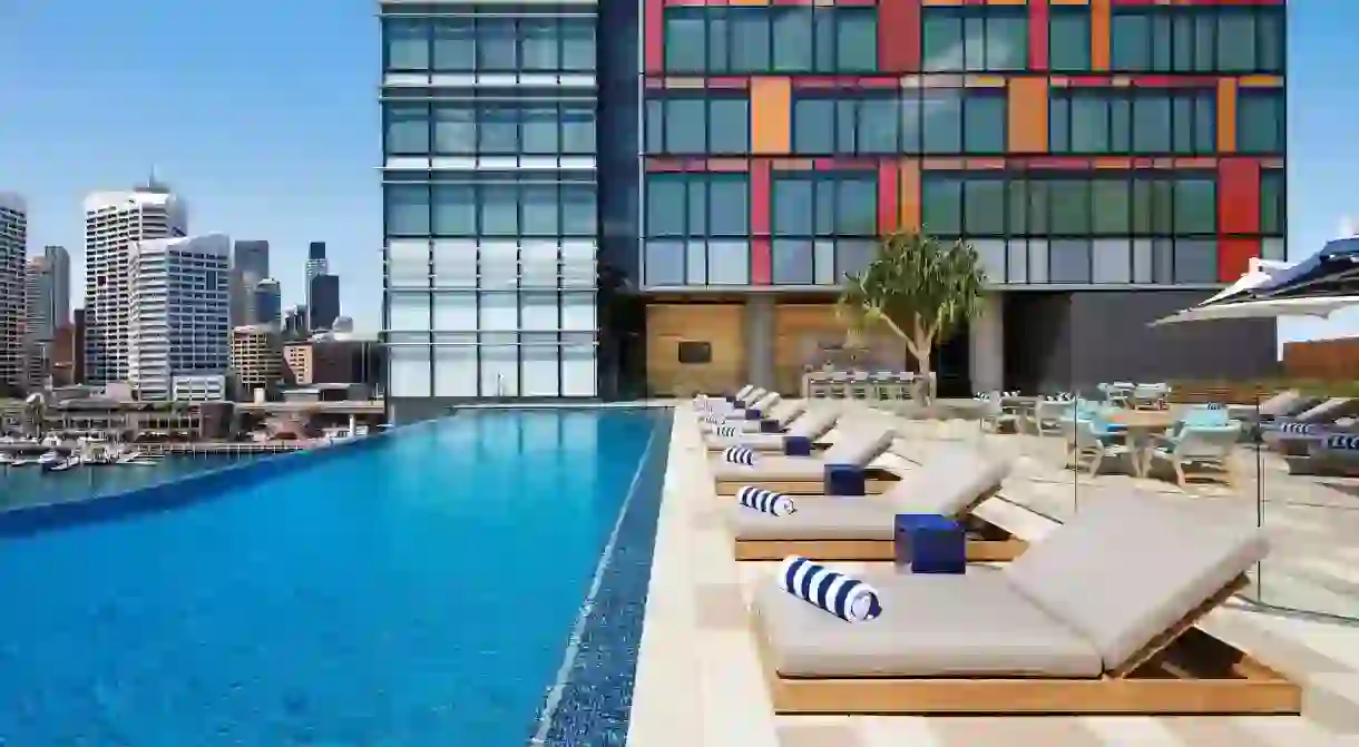 Enjoy a rooftop infinity pool with a view at Sofitel Sydney Darling Harbour