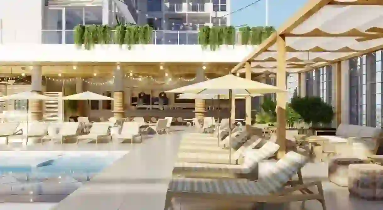 The Rockaway Hotel has a welcoming pool area, with comfy lounge chairs perfect for sun-soaked afternoons