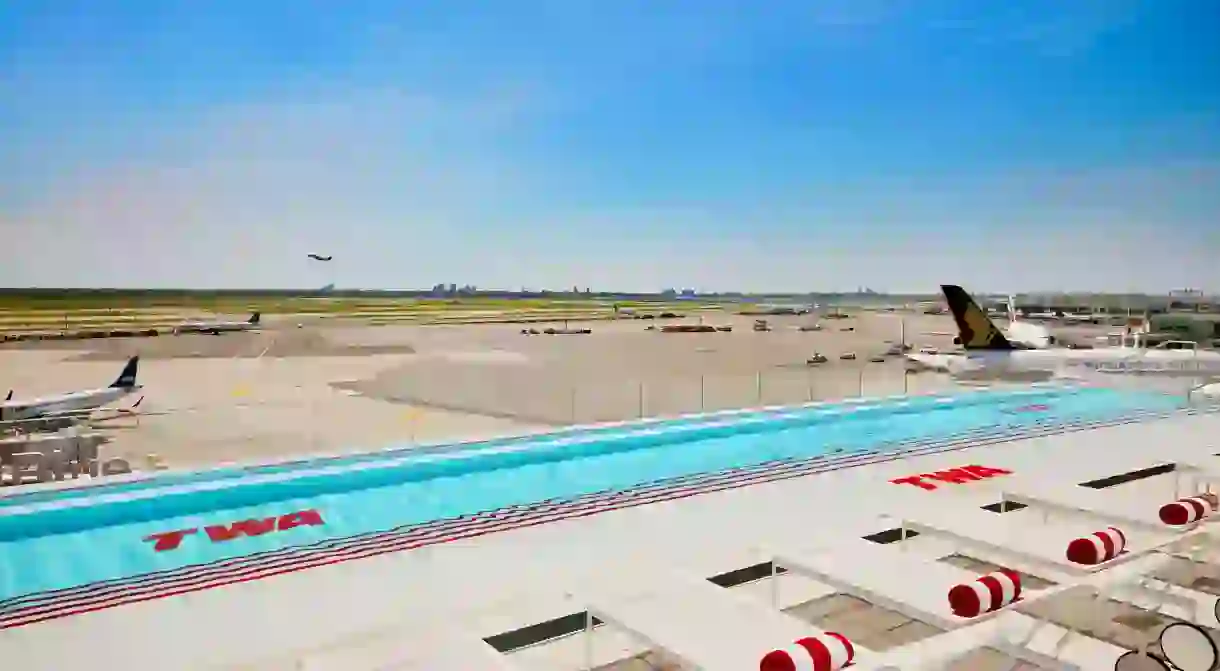 TWA Hotels rooftop pool: a great spot to practice your fly