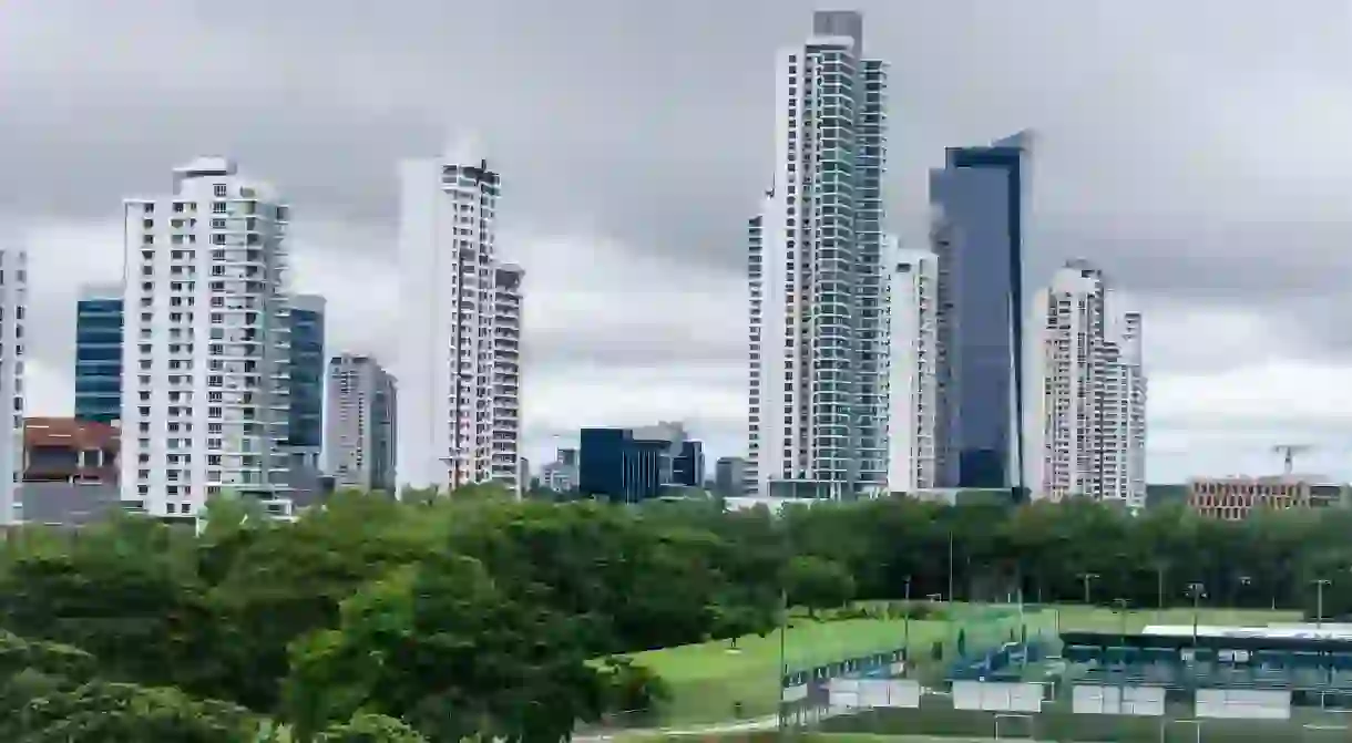 From Parque Felipe Motta, you have a great view of the Costa del Este skyline in Panama City