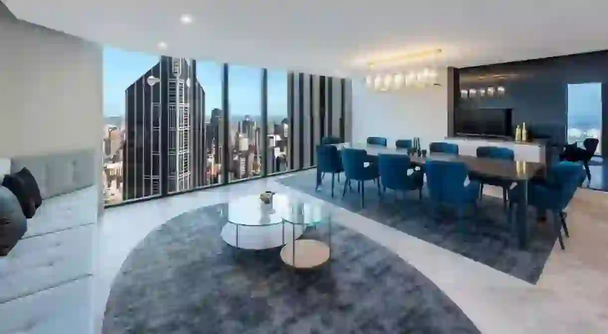 Youll get breathtaking views of the city through the floor-to-ceiling windows at Avani Melbourne Central Residences