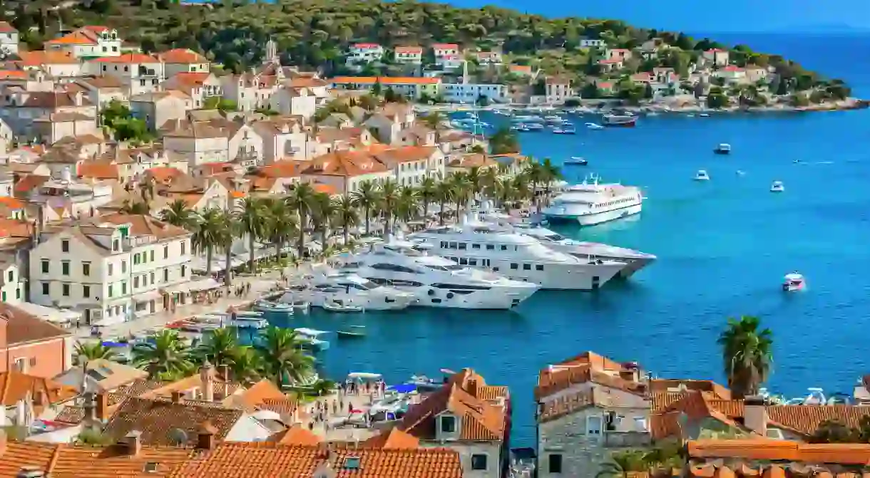 aerial view at marina in town Hvar, ACI MARINA HVAR, Hvar, Croatia