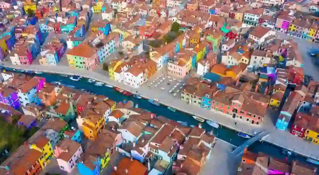 Burano Island, near Venice, is famous for its colourful houses