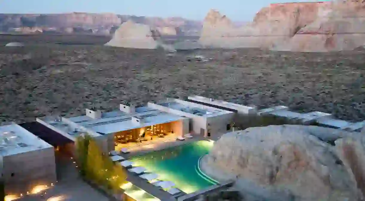 The outdoor pool at Amangiri forms an incredible blend with Canyon Country nature