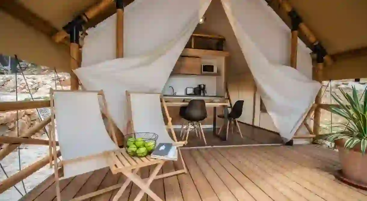 Arena One 99 Glamping offers a variety of tents, including a two-bedroom safari-style option