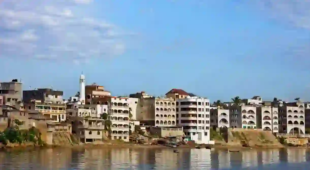 The waterfront of the old dhow harbour in Mombasa