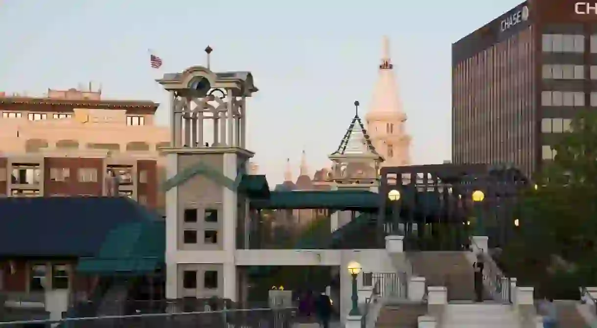 Downtown Lafayette is home to sights such as the Tippecanoe County Courthouse, standing tall in the background