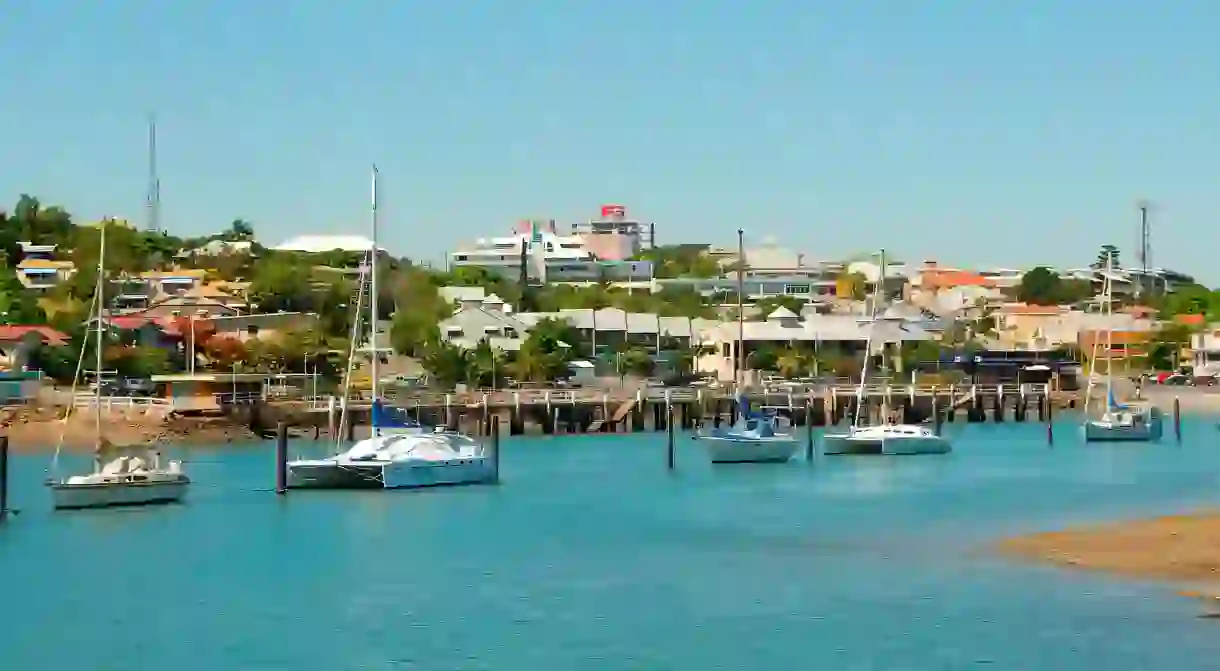 Dolphins can sometimes be spotted from the attractive Gladstone waterfront