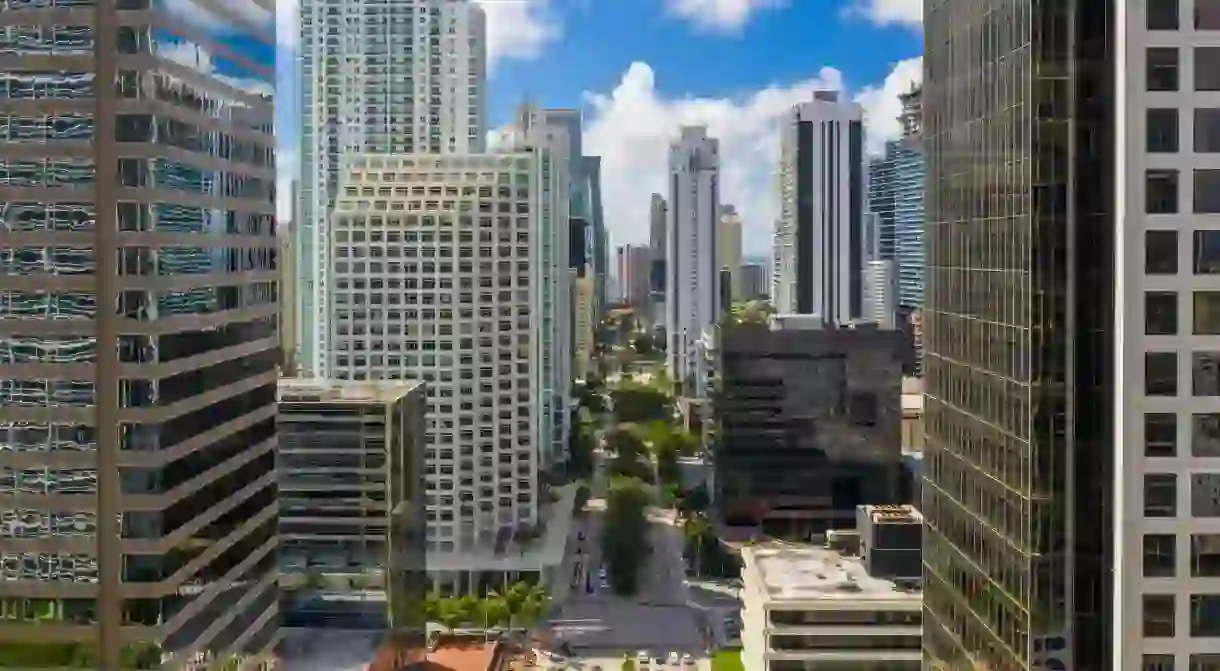 Brickell Avenue in Miami is lined with skyscrapers