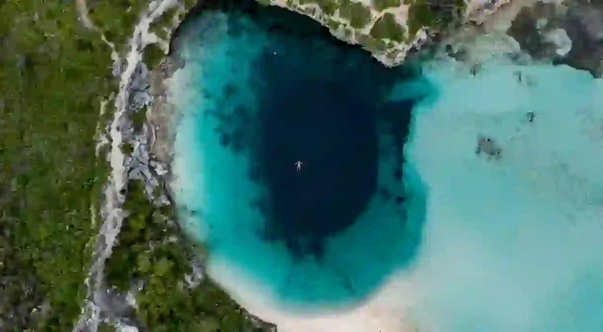 Deans Blue Hole is a popular snorkeling spot on the Bahamas Long Island