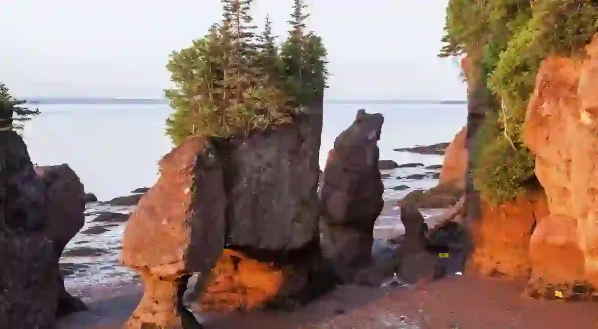 The Hopewell Rocks rock formations make a great day trip from Moncton