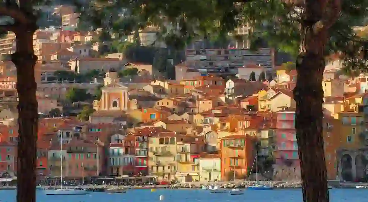 Picturesque houses tumble down towards the sea at Villefranche-Sur-Mer