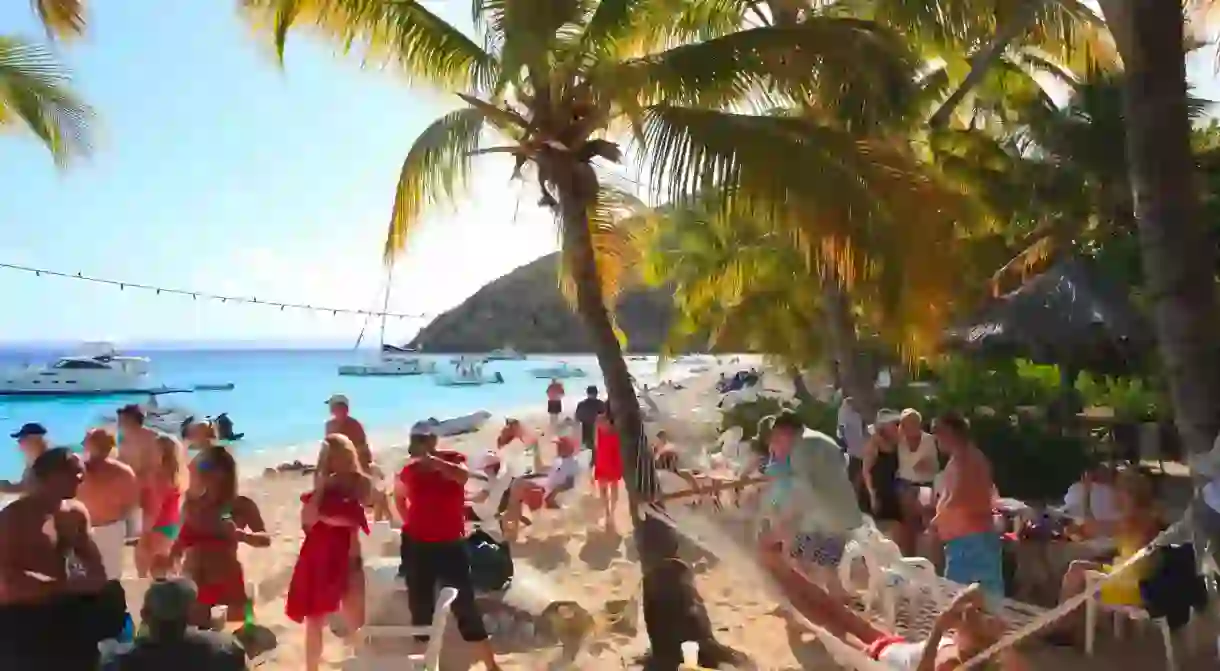 Soggy Dollar Bar is a must for visitors to Jost Van Dyke and White Bay