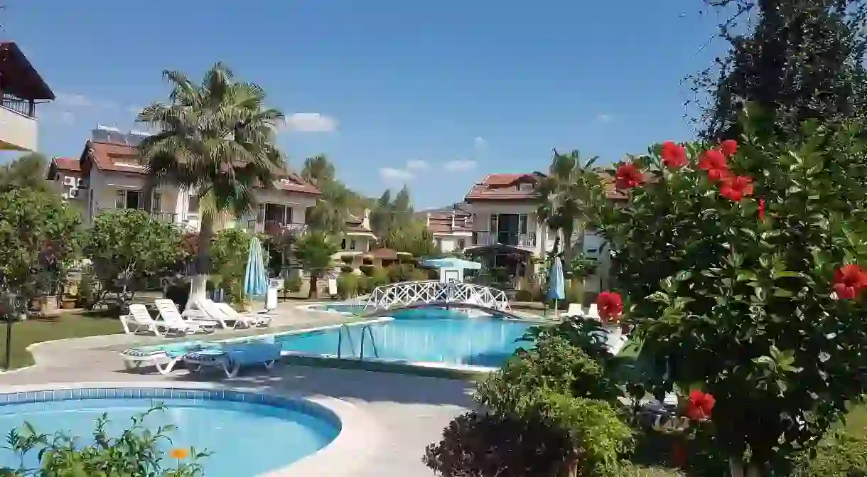 Villas at the Lale Apart complex in Fethiye surround the outdoor pools