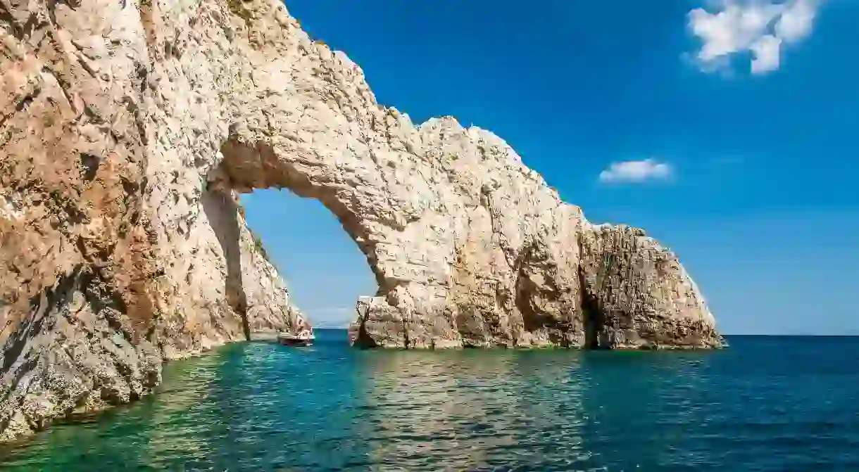 The craggy coastline around the islands Blue Caves is littered with stunning sea arches.