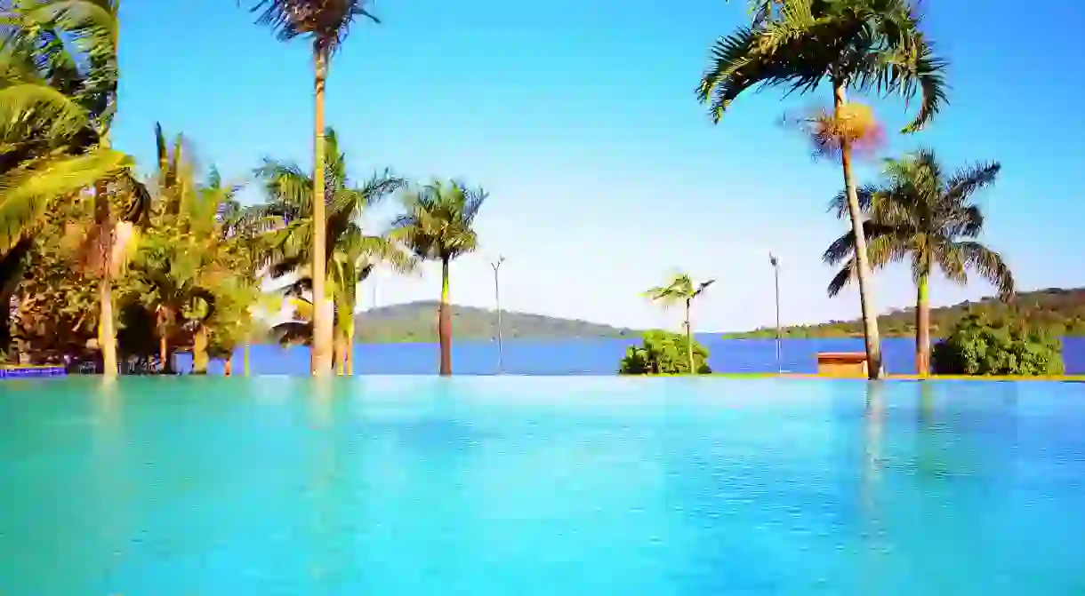 Enjoy the lake view from the infinity pool at the Munyonyo Commonwealth Resort