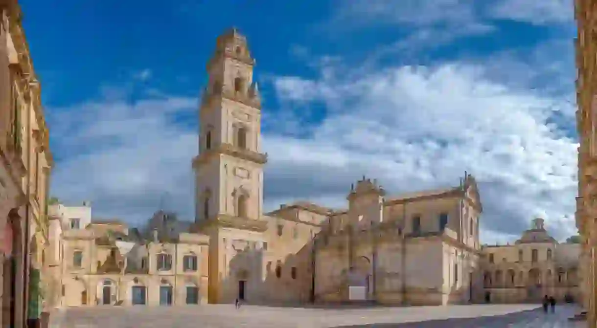 The Piazza del Duomo, with its ornate Basilica di Santa Maria Assunta in Cielo, sits at the heart of Old Lecce