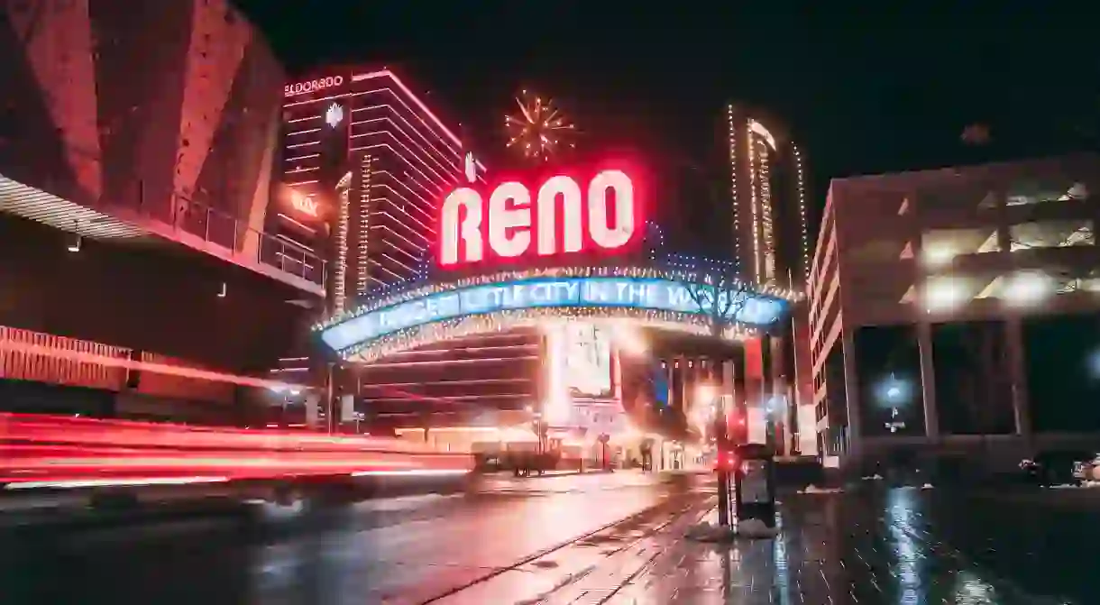 The famous Reno sign welcomes visitors to the casinos on North Virginia Street