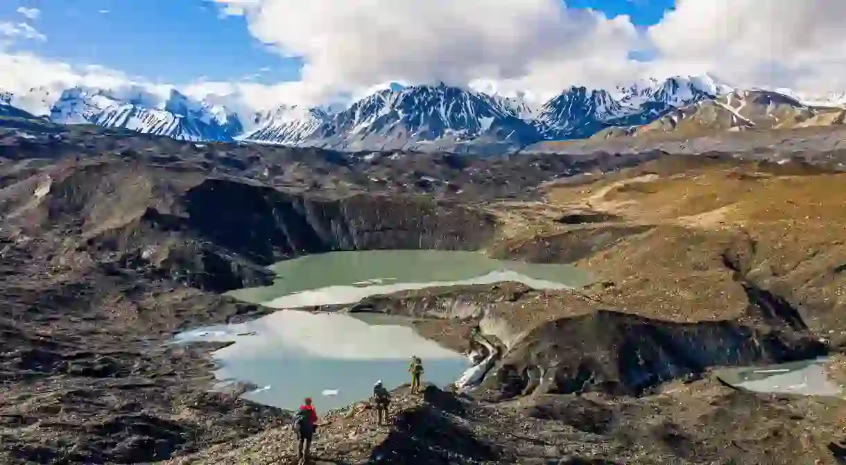 The mountains in Denali National Park and Preserve stay covered with snow year-round