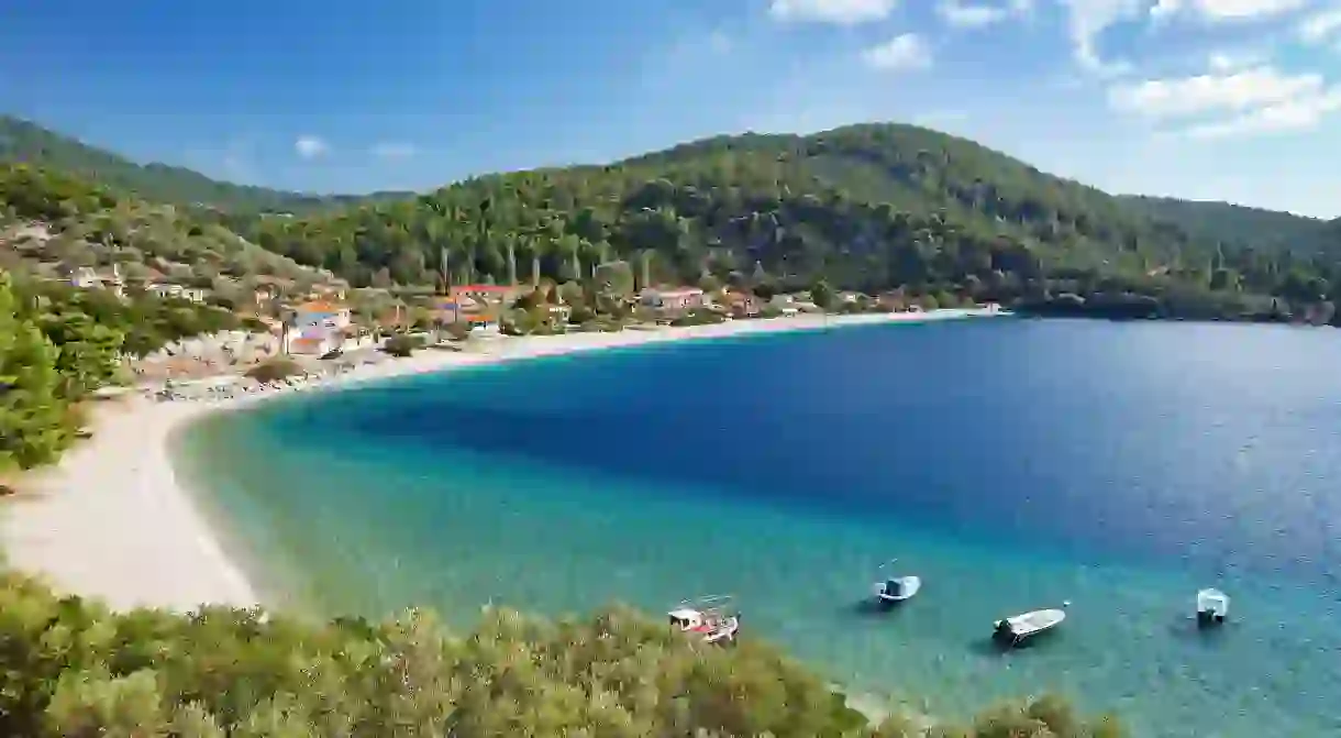 Panormos beach is one of many stunning stretches of coastline on Skopelos