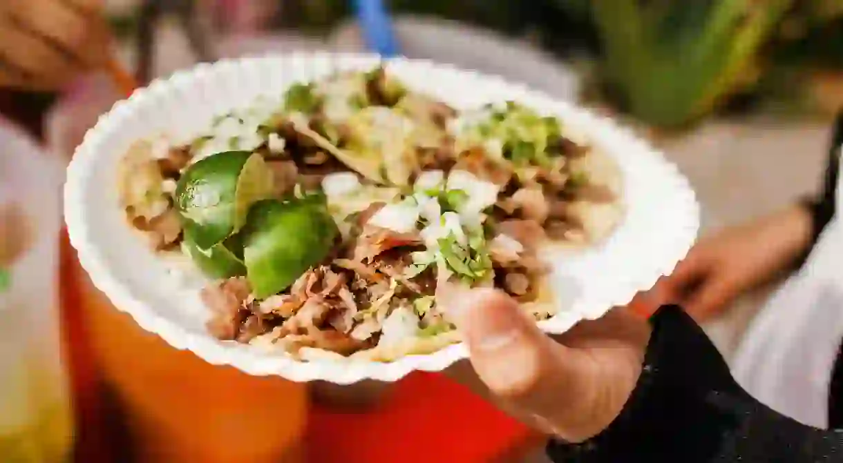 2D8XG3T Mexican Tacos al Pastor in Mexico city