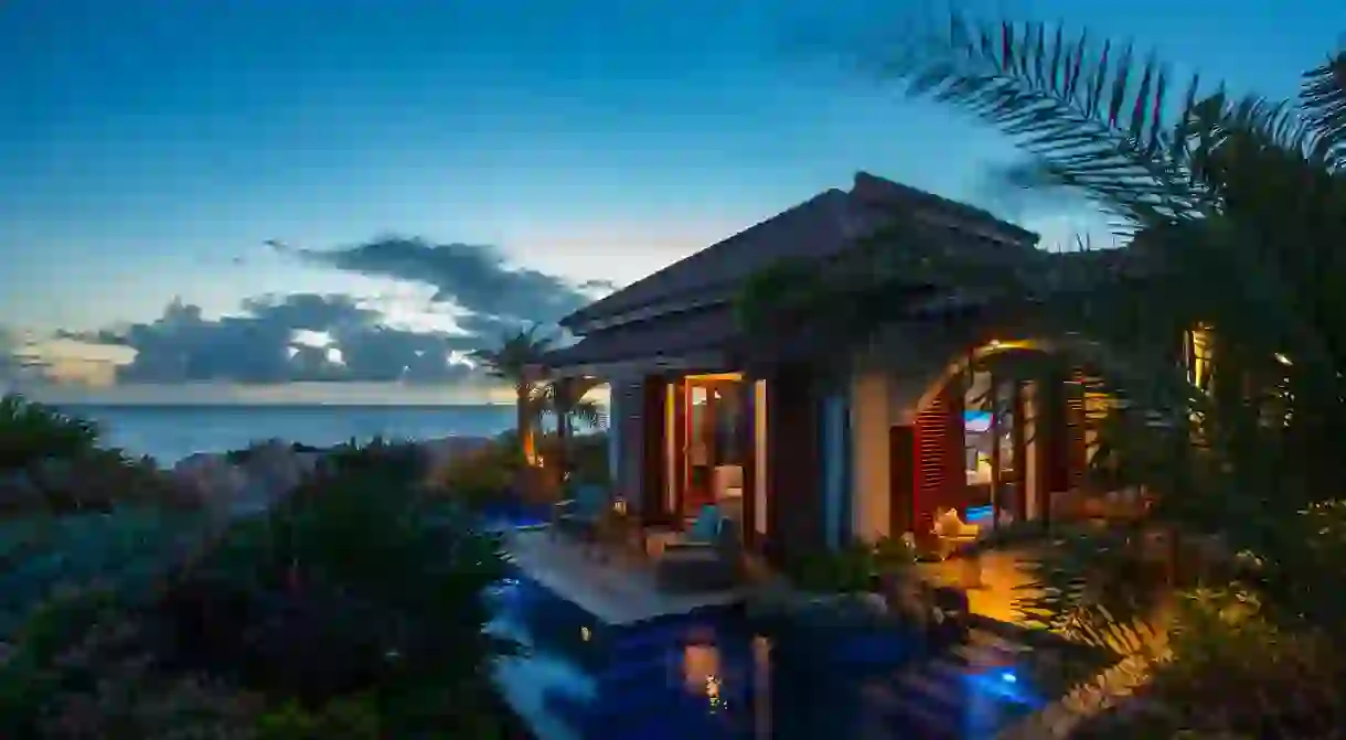 Enjoy a soak in your own plunge pool as the sun goes down at Baoase Luxury Resort Curaçao