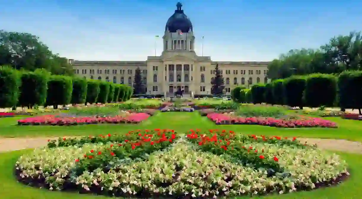 The Saskatchewan Legislative Building was constructed between 1908 and 1912 in the beaux-arts style