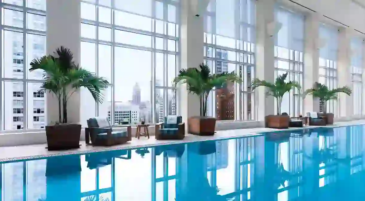 The Peninsula comes with plenty of luxurious perks including a semi-Olympic swimming pool and panoramic views of the city