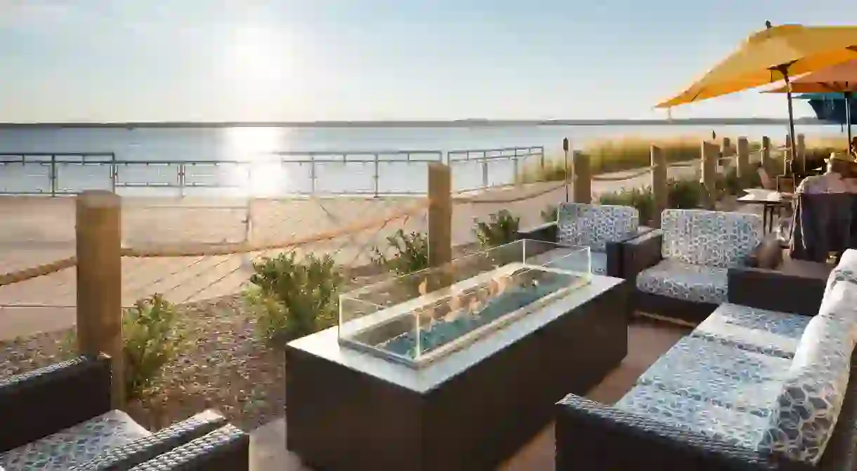 Enjoy views of Lake Erie from the terrace at Courtyard Erie Bayfront