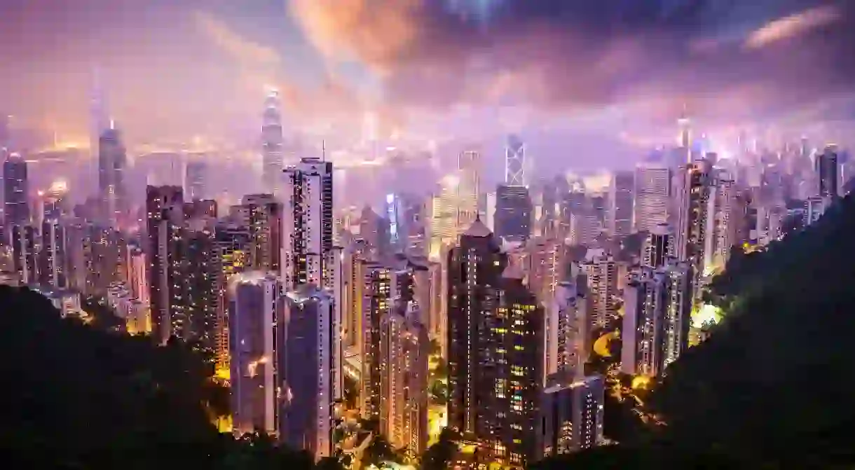 The vibrant Hong Kong skyline as seen from Victoria Peak