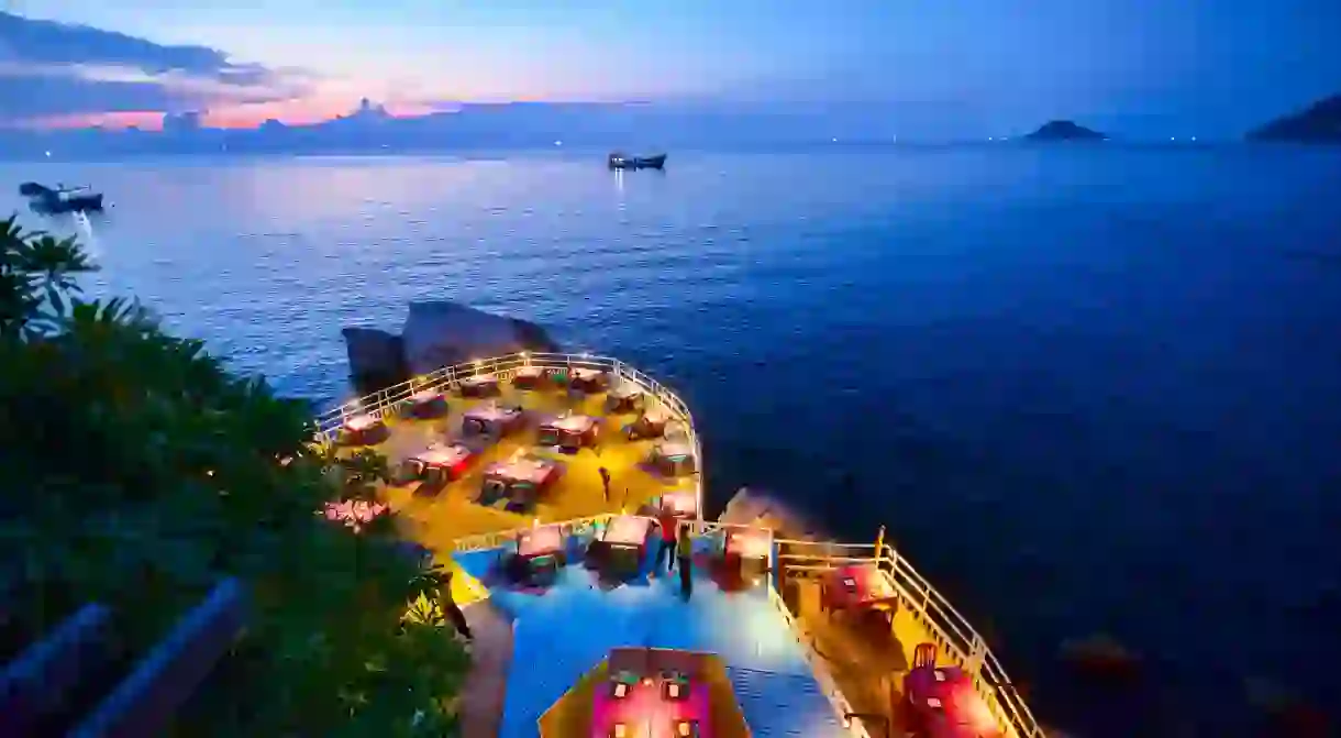 Romantic restaurant overlooking the Gulf of Thailand on Koh Tao, Thailand