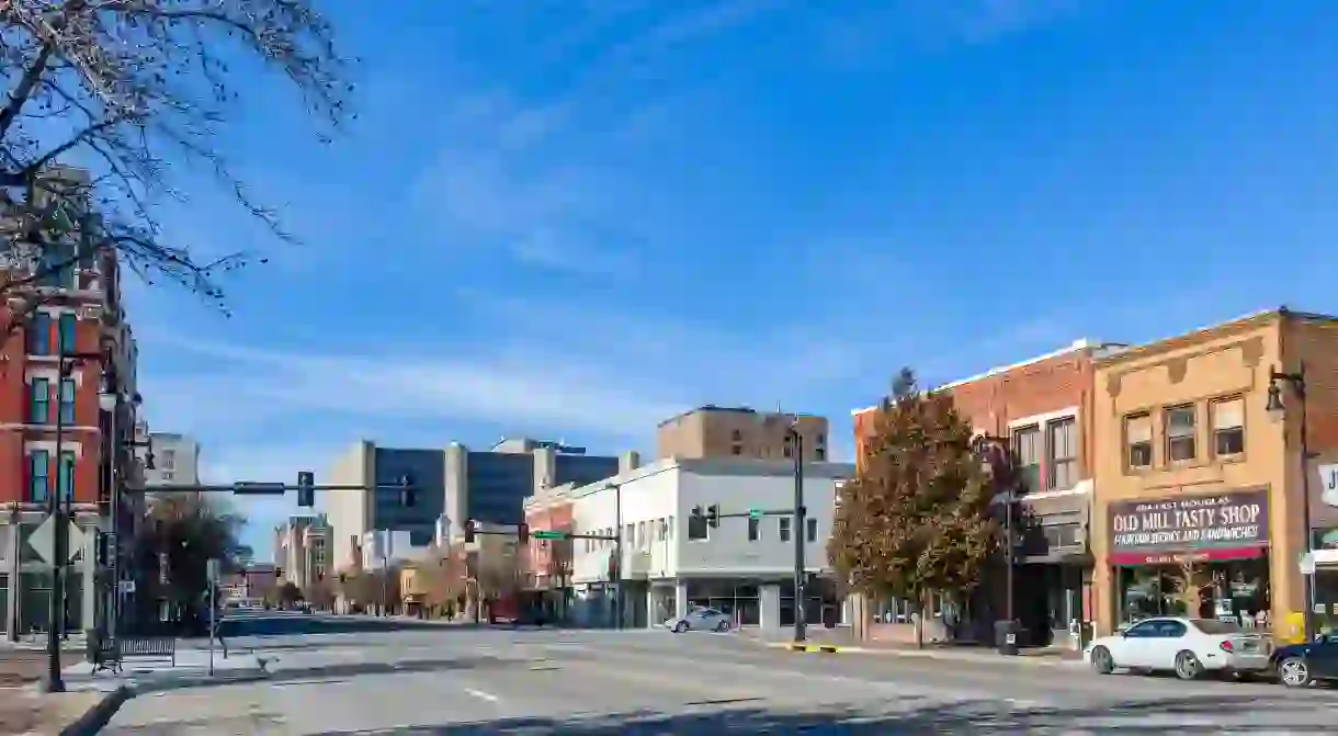 East Douglas Avenue in historic downtown Wichita, Kansas, USA