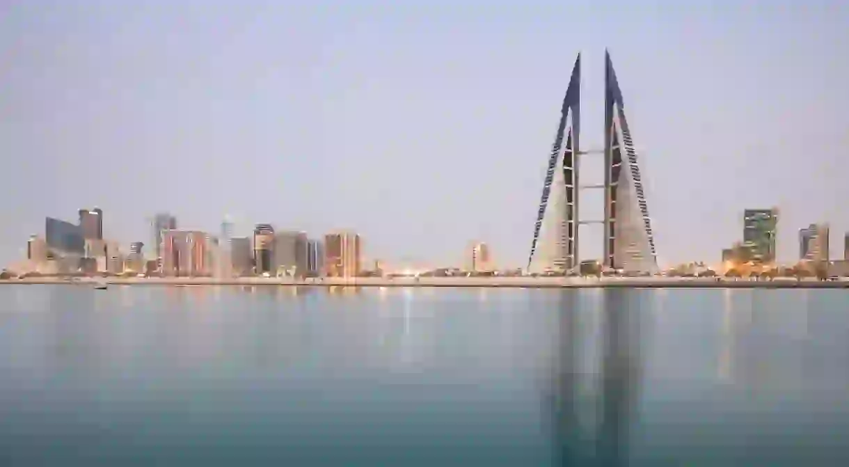 View of World Trade Center and skyline of Manama in Kingdom of Bahrain