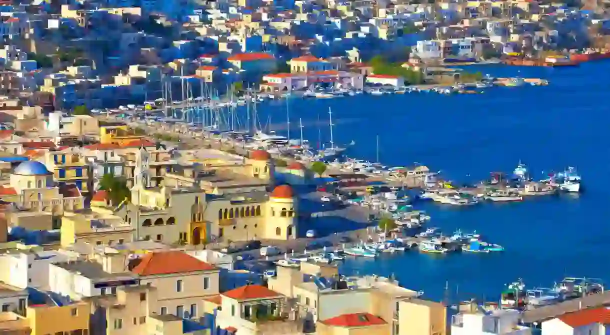 Pothia is a bustling harbour on the Dodecanese isle of Kalymnos