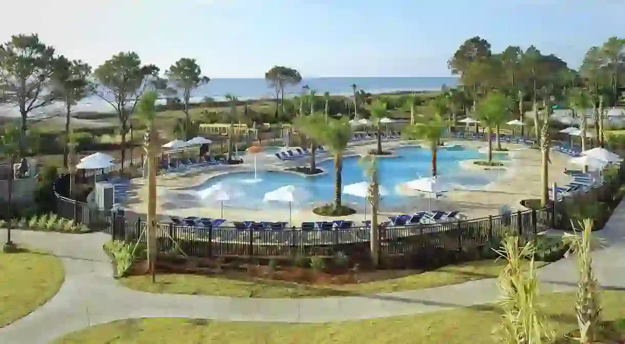 Spend your days relaxing by the pool at the Ocean Oak Resort Hilton Head