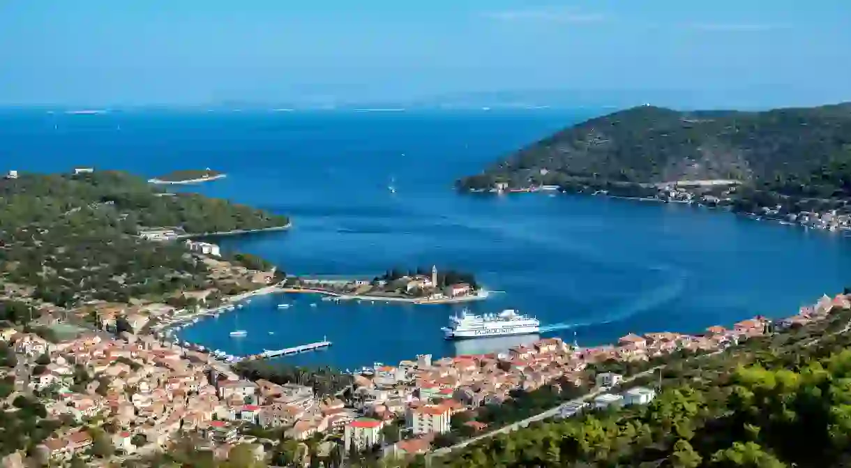 The Monastery of Saint Jerome at the harbour entrance in Vis