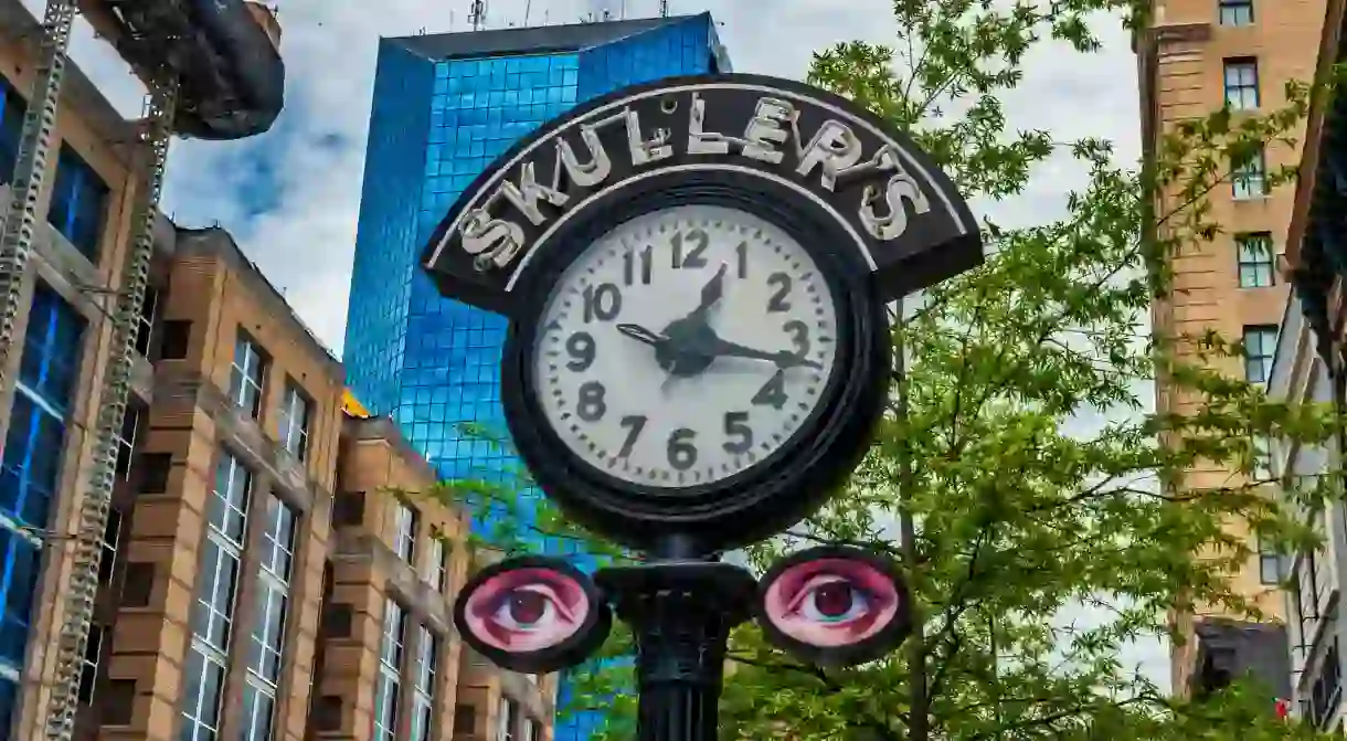 Skullers Clock in downtown Lexington Kentucky