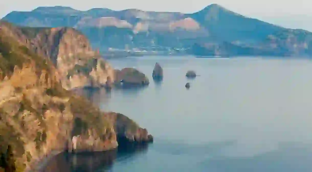 The volcanic island of Quattrocchi near Lipari, off the coast of Sicily