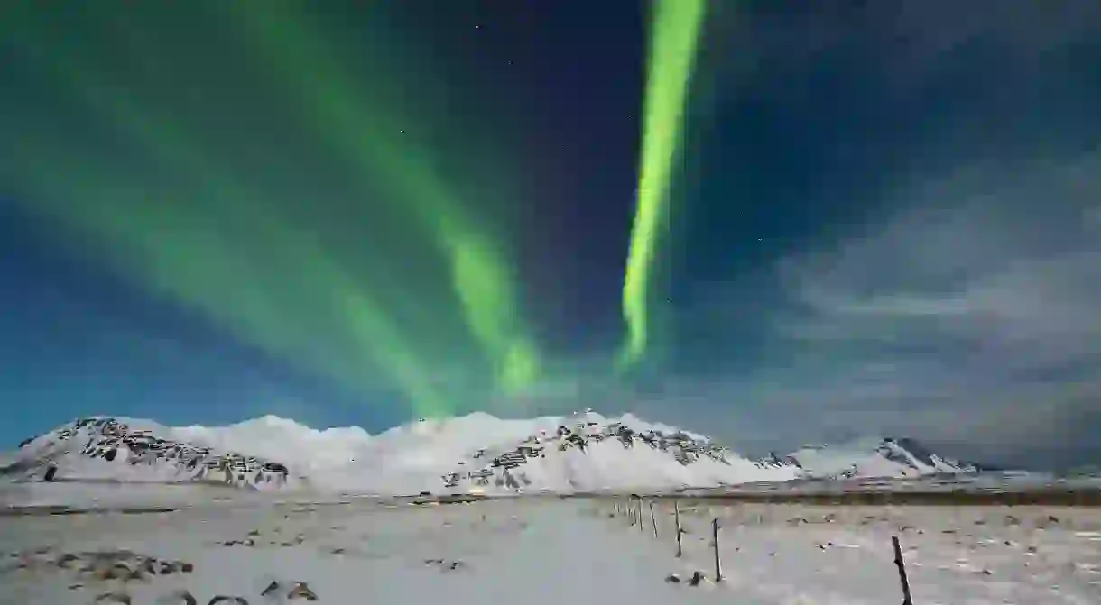 Hornafjorour is a popular place to witness the majesty of the Northern Lights