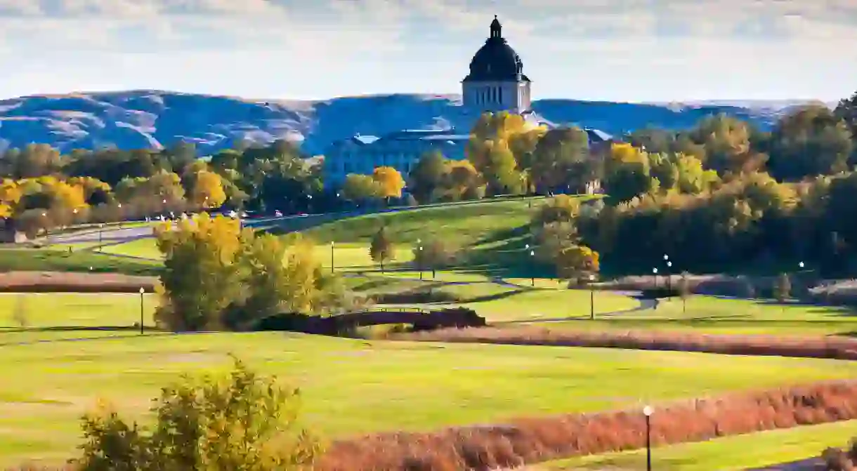 The South Dakota State Capitol stands tall in Pierre