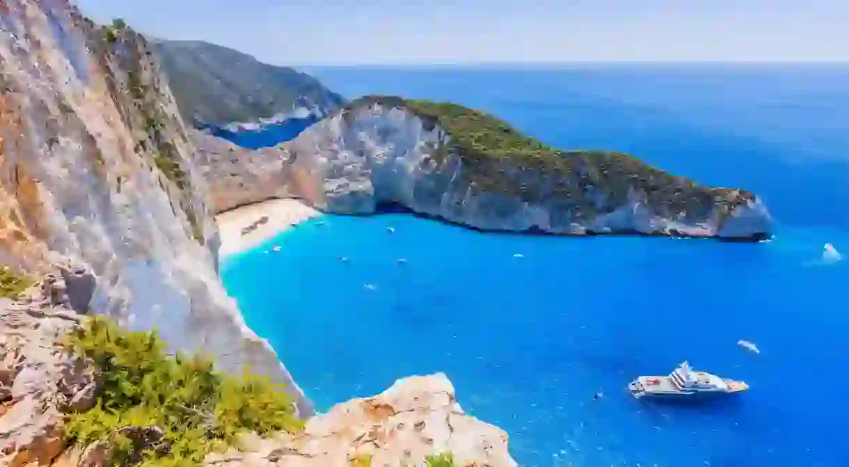 Navagio Beach with its shipwreck is a major tourist spot on Zakynthos