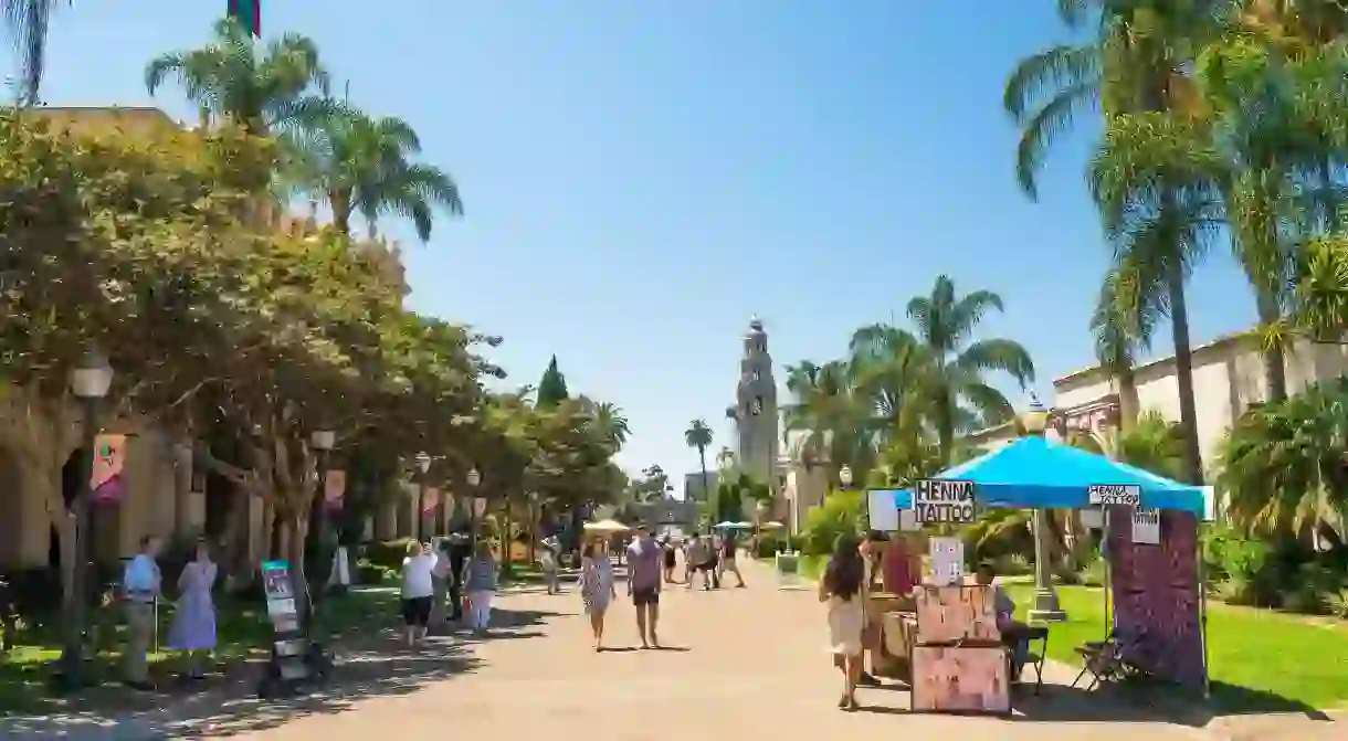 Beautiful sunny summer day in Balboa Park, San Diego, California.