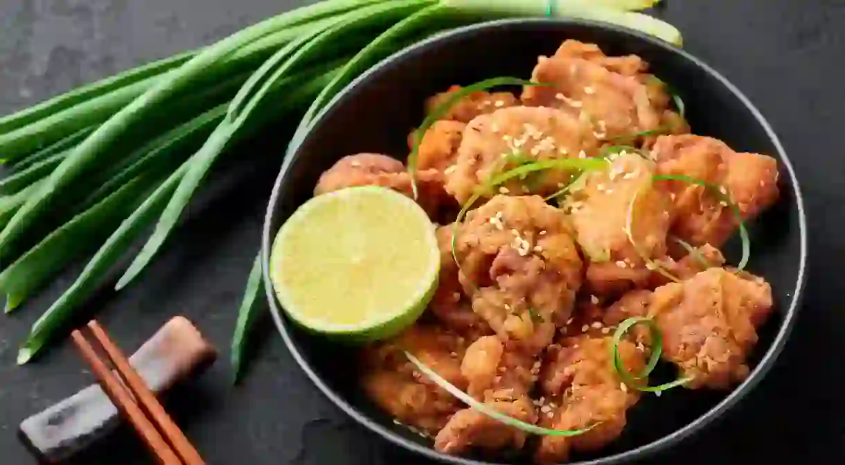 Japanese chicken Karaage with deep fried marinated chicken